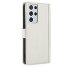 For Samsung Galaxy S21 Ultra 5G Skin Feel Pure Color Card Slots Leather Phone Case with Dual Lanyard(White) - 3