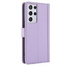 For Samsung Galaxy S21 Ultra 5G Skin Feel Pure Color Card Slots Leather Phone Case with Dual Lanyard(Purple) - 3