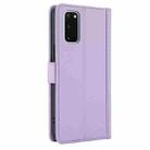 For Samsung Galaxy S20 Skin Feel Pure Color Card Slots Leather Phone Case with Dual Lanyard(Purple) - 3