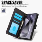 For Samsung Galaxy S25 Ultra 5G Skin Feel Pure Color Card Slots Leather Phone Case with Dual Lanyard(Black) - 2