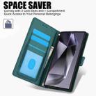 For Samsung Galaxy S25 Ultra 5G Skin Feel Pure Color Card Slots Leather Phone Case with Dual Lanyard(Green) - 2