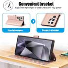 For Samsung Galaxy S25 Ultra 5G Skin Feel Pure Color Card Slots Leather Phone Case with Dual Lanyard(Rose Gold) - 3