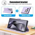 For Samsung Galaxy S25 Ultra 5G Skin Feel Pure Color Card Slots Leather Phone Case with Dual Lanyard(Purple) - 3