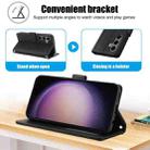 For Samsung Galaxy S25+ 5G Skin Feel Pure Color Card Slots Leather Phone Case with Dual Lanyard(Black) - 3