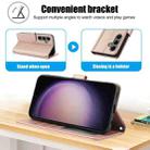 For Samsung Galaxy S25+ 5G Skin Feel Pure Color Card Slots Leather Phone Case with Dual Lanyard(Rose Gold) - 3