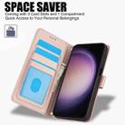 For Samsung Galaxy S25 5G Skin Feel Pure Color Card Slots Leather Phone Case with Dual Lanyard(Rose Gold) - 2