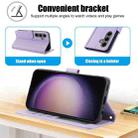 For Samsung Galaxy S25 5G Skin Feel Pure Color Card Slots Leather Phone Case with Dual Lanyard(Purple) - 3
