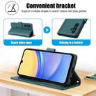 For Samsung Galaxy A25 5G Skin Feel Pure Color Card Slots Leather Phone Case with Dual Lanyard(Green) - 3