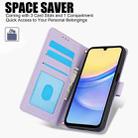 For Samsung Galaxy A35 5G Skin Feel Pure Color Card Slots Leather Phone Case with Dual Lanyard(Purple) - 2