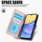 For Samsung Galaxy A55 5G Skin Feel Pure Color Card Slots Leather Phone Case with Dual Lanyard(Rose Gold) - 2