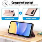 For Samsung Galaxy A55 5G Skin Feel Pure Color Card Slots Leather Phone Case with Dual Lanyard(Rose Gold) - 3