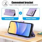 For Samsung Galaxy A32 5G / M32 5G Skin Feel Pure Color Card Slots Leather Phone Case with Dual Lanyard(Purple) - 3