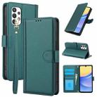 For Samsung Galaxy A33 5G Skin Feel Pure Color Card Slots Leather Phone Case with Dual Lanyard(Green) - 1