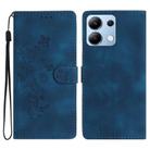 For Redmi Note 13 4G Flower Butterfly Embossing Pattern Leather Phone Case(Blue) - 1