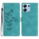 For Redmi Note 13 4G Flower Butterfly Embossing Pattern Leather Phone Case(Sky Blue) - 1