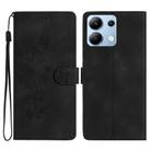 For Redmi Note 13 4G Flower Butterfly Embossing Pattern Leather Phone Case(Black) - 1