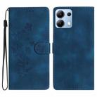 For Redmi Note 14 4G Flower Butterfly Embossing Pattern Leather Phone Case(Blue) - 1