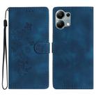 For Redmi Note 13 Pro 4G Flower Butterfly Embossing Pattern Leather Phone Case(Blue) - 1