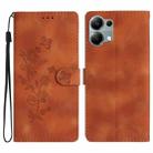 For Redmi Note 13 Pro 4G Flower Butterfly Embossing Pattern Leather Phone Case(Brown) - 1