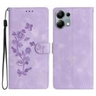 For Redmi Note 13 Pro 4G Flower Butterfly Embossing Pattern Leather Phone Case(Purple) - 1