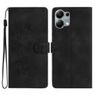 For Redmi Note 13 Pro 4G Flower Butterfly Embossing Pattern Leather Phone Case(Black) - 1