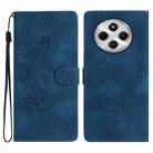 For Redmi 14C 4G Flower Butterfly Embossing Pattern Leather Phone Case(Blue) - 1