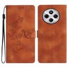 For Redmi 14C 4G Flower Butterfly Embossing Pattern Leather Phone Case(Brown) - 1