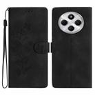 For Redmi 14C 4G Flower Butterfly Embossing Pattern Leather Phone Case(Black) - 1