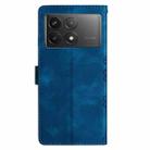 For Xiaomi Poco F6 Pro Flower Butterfly Embossing Pattern Leather Phone Case(Blue) - 3