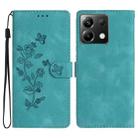 For Xiaomi Poco X6 Flower Butterfly Embossing Pattern Leather Phone Case(Sky Blue) - 1