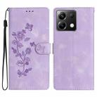 For Xiaomi Poco X6 Flower Butterfly Embossing Pattern Leather Phone Case(Purple) - 1