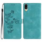 For Sharp Basio active SHG09 Flower Butterfly Embossing Pattern Leather Phone Case(Sky Blue) - 1