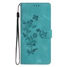 For Sharp Basio active SHG09 Flower Butterfly Embossing Pattern Leather Phone Case(Sky Blue) - 2