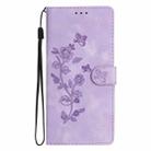 For Sharp Basio active SHG09 Flower Butterfly Embossing Pattern Leather Phone Case(Purple) - 2