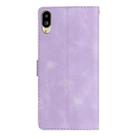For Sharp Basio active SHG09 Flower Butterfly Embossing Pattern Leather Phone Case(Purple) - 3