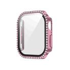 For Apple Watch Series 10 46mm Plating Diamond PC Hybrid Tempered Film Watch Case(Pink) - 1