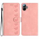For Samsung Galaxy A06 4G Seven Butterflies Embossed Leather Phone Case(Pink) - 1