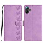 For Samsung Galaxy A07 5G Seven Butterflies Embossed Leather Phone Case(Purple) - 1