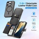 For iPhone 16 Pro DUX DUCIS Lawa Series 2 in 1 Wallet Zipper Detachable MagSafe Phone Case with Lanyard(Black) - 2