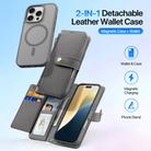 For iPhone 16 Pro DUX DUCIS Lawa Series 2 in 1 Wallet Zipper Detachable MagSafe Phone Case with Lanyard(Grey) - 2