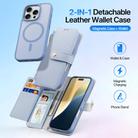 For iPhone 16 Pro DUX DUCIS Lawa Series 2 in 1 Wallet Zipper Detachable MagSafe Phone Case with Lanyard(Light Blue) - 2