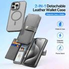 For iPhone 15 Pro Max DUX DUCIS Lawa Series 2 in 1 Wallet Zipper Detachable MagSafe Phone Case with Lanyard(Grey) - 2