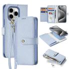 For iPhone 15 Pro Max DUX DUCIS Lawa Series 2 in 1 Wallet Zipper Detachable MagSafe Phone Case with Lanyard(Light Blue) - 1