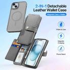 For iPhone 15 Plus DUX DUCIS Lawa Series 2 in 1 Wallet Zipper Detachable MagSafe Phone Case with Lanyard(Grey) - 2