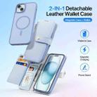 For iPhone 15 Plus DUX DUCIS Lawa Series 2 in 1 Wallet Zipper Detachable MagSafe Phone Case with Lanyard(Light Blue) - 2