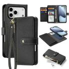 For iPhone 17 Pro Max DUX DUCIS Lawa Series 2 in 1 Wallet Zipper Detachable MagSafe Phone Case with Lanyard(Black) - 1