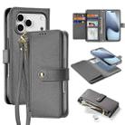 For iPhone 17 Pro DUX DUCIS Lawa Series 2 in 1 Wallet Zipper Detachable MagSafe Phone Case with Lanyard(Grey) - 1