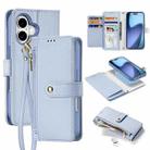 For iPhone 17 DUX DUCIS Lawa Series 2 in 1 Wallet Zipper Detachable MagSafe Phone Case with Lanyard(Light Blue) - 1