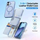 For iPhone 17 DUX DUCIS Lawa Series 2 in 1 Wallet Zipper Detachable MagSafe Phone Case with Lanyard(Light Blue) - 2
