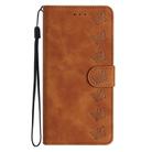 For Redmi Note 13 4G Seven Butterflies Embossed Leather Phone Case(Brown) - 2